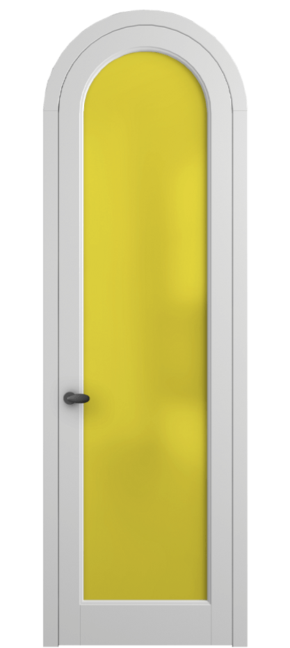Межкомнатная дверь Palazzo 6814 Матовый белоснежный Сатинированное жёлтое стекло, триплекс Цена 781000 ₸ | Volhovec