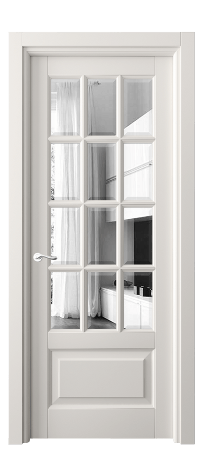 Межкомнатная дверь Lignum 0728 Бук пудровый белый Двустороннее зеркало с фацетом, триплекс, 8 мм Цена 588050 ₸ | Volhovec