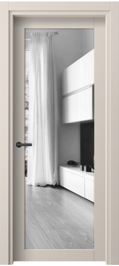 Межкомнатная дверь Neo 2102 ПЭТ пудровый бежевый Двустороннее зеркало, триплекс, 6 мм Цена 158240 ₸ | Volhovec