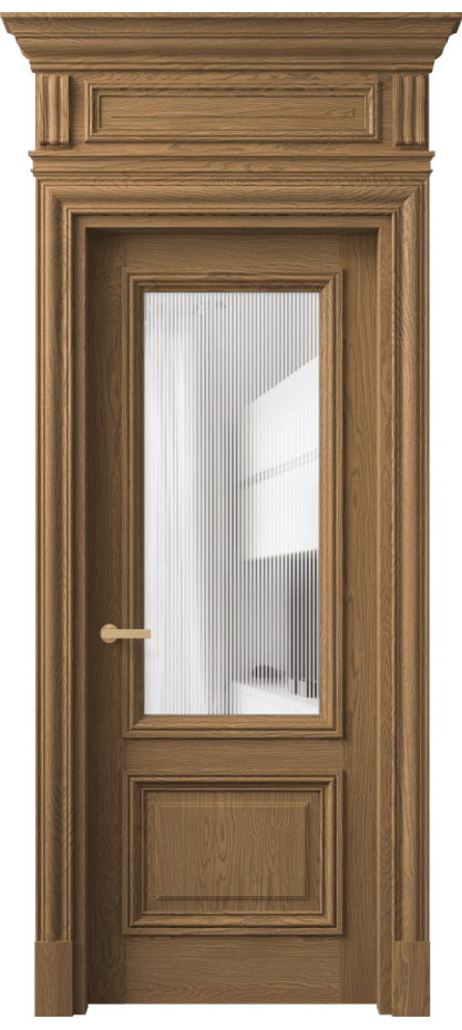 Межкомнатная дверь Антик 7302 Дуб мускатный матовый Рифлёное стекло "Дюна", триплекс Цена 2033254 ₸ | Volhovec