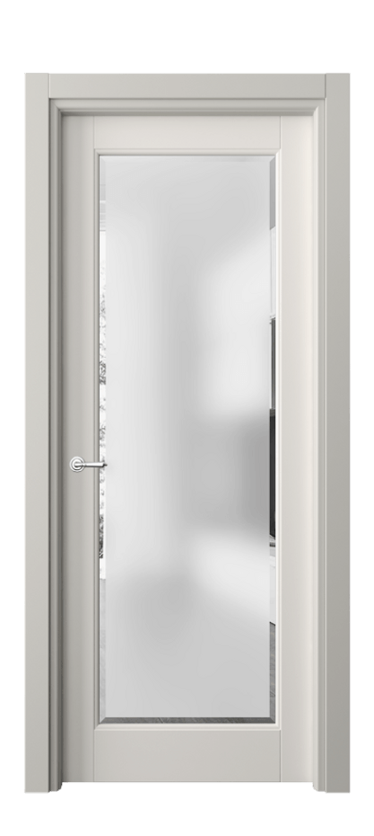 Межкомнатная дверь Toscana Elegante 6300 Бук пудровый белый Сатинированное стекло с фацетом Цена 454760 ₸ | Volhovec