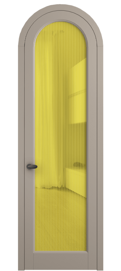 Межкомнатная дверь Palazzo 6814 Матовый бисквитный Рифлёное жёлтое стекло "Moru", триплекс Цена 830900 ₸ | Volhovec