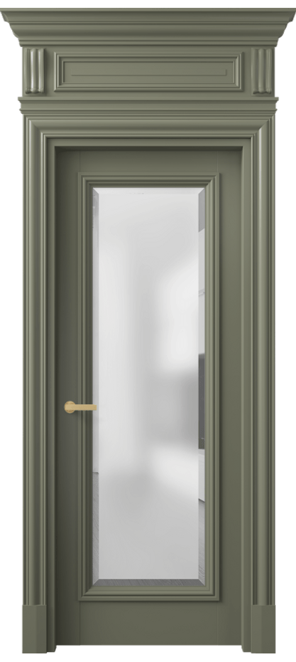 Межкомнатная дверь Антик 7300 Матовый оливковый тёмный Сатинированное стекло с фацетом Цена 1244444 ₸ | Volhovec