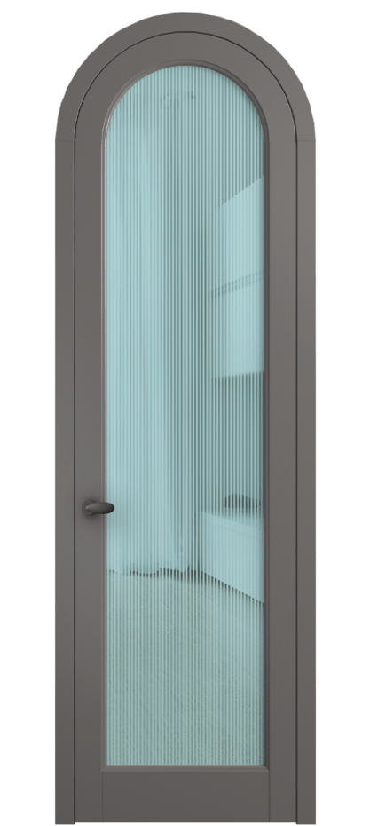 Межкомнатная дверь Palazzo 6814 Матовый классический серый Рифлёное голубое стекло "Дюна", триплекс Цена 818400 ₸ | Volhovec