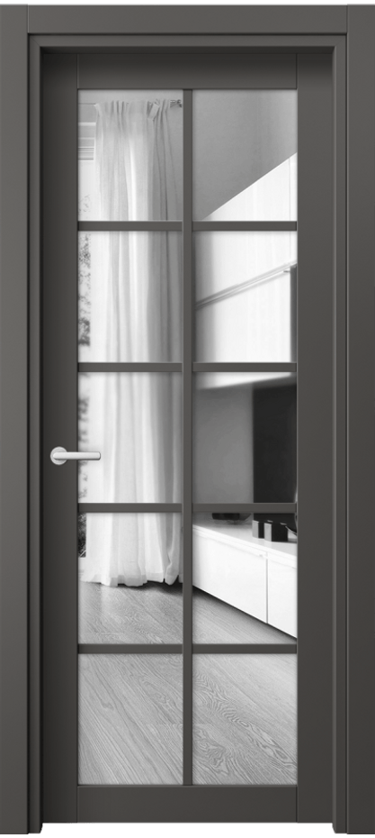 Межкомнатная дверь Neo 2106 ПЭТ графитовый Двустороннее зеркало, триплекс, 6 мм Цена 178210 ₸ | Volhovec