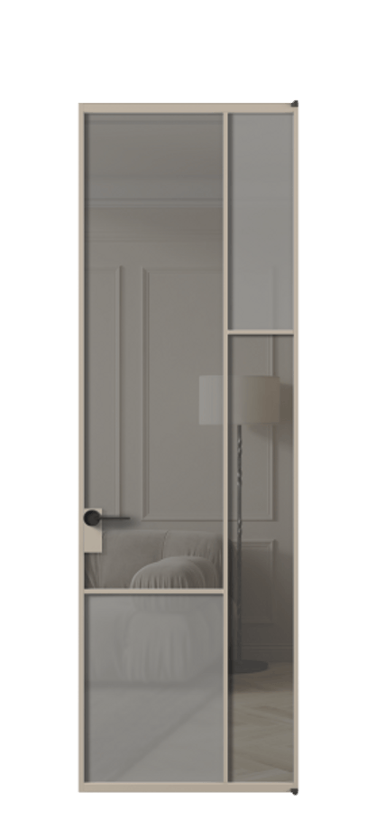 Межкомнатная дверь Mosaic АЛПЛ041.12 Алюминий бисквитный Сатинированное серое стекло, триплекс, 6 мм + Прозрачное серое стекло, триплекс, 6 мм Цена 797300 ₸ | Volhovec