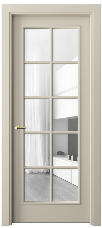 Межкомнатная дверь Paris 8102 Матовый бежево-серый Прозрачное стекло Цена 384380 ₸| Volhovec