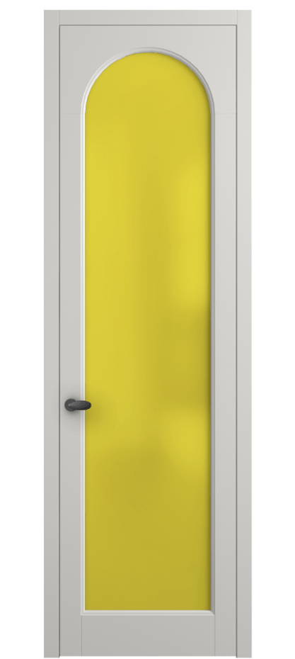 Межкомнатная дверь Палаццо 6804 Матовый серый Сатинированное жёлтое стекло, триплекс Цена 733539 ₸ | Volhovec