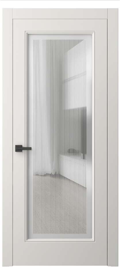 Межкомнатная дверь Linea 8300 Матовый пудровый белый Сатинированное с гравировкой "Каннелюры", триплекс Цена 522280 ₸ | Volhovec