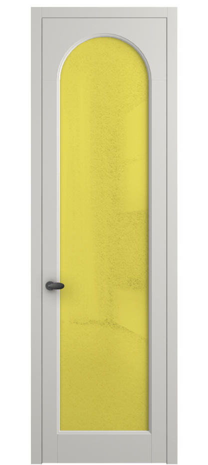Межкомнатная дверь Palazzo 6804 Матовый серый Фактурное жёлтое стекло "Лёд", триплекс Цена 642900 ₸ | Volhovec