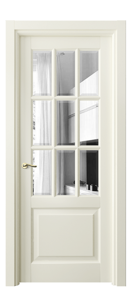 Межкомнатная дверь Лигнум 0748 Матовый молочно-белый Двустороннее зеркало с фацетом, триплекс Цена 924580 ₸ | Volhovec