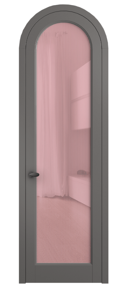 Межкомнатная дверь Palazzo 6814 Матовый классический серый Рифлёное розовое стекло "Дюна", триплекс Цена 818400 ₸ | Volhovec