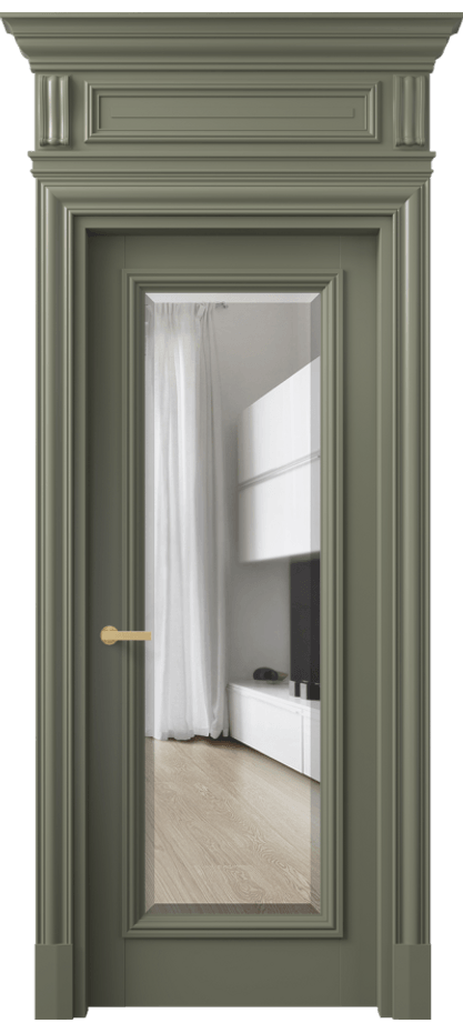 Межкомнатная дверь Антик 7300 Матовый оливковый тёмный Прозрачное стекло с фацетом Цена 1244444 ₸ | Volhovec