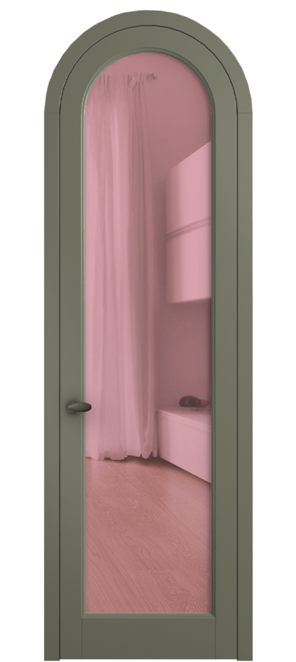 Межкомнатная дверь Палаццо 6814 Матовый оливковый тёмный Прозрачное розовое стекло, триплекс Цена 946202 ₸ | Volhovec