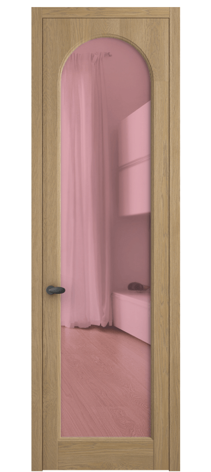 Межкомнатная дверь Palazzo 6804 Дуб соломенный матовый Прозрачное розовое стекло, триплекс, 6мм Цена 871200 ₸ | Volhovec