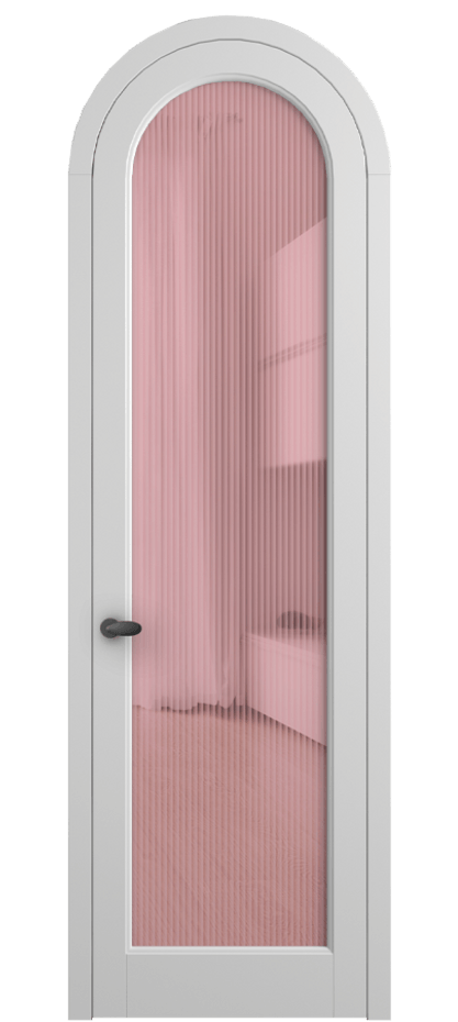 Межкомнатная дверь Palazzo 6814 Матовый белоснежный Рифлёное розовое стекло "Moru", триплекс Цена 830900 ₸ | Volhovec