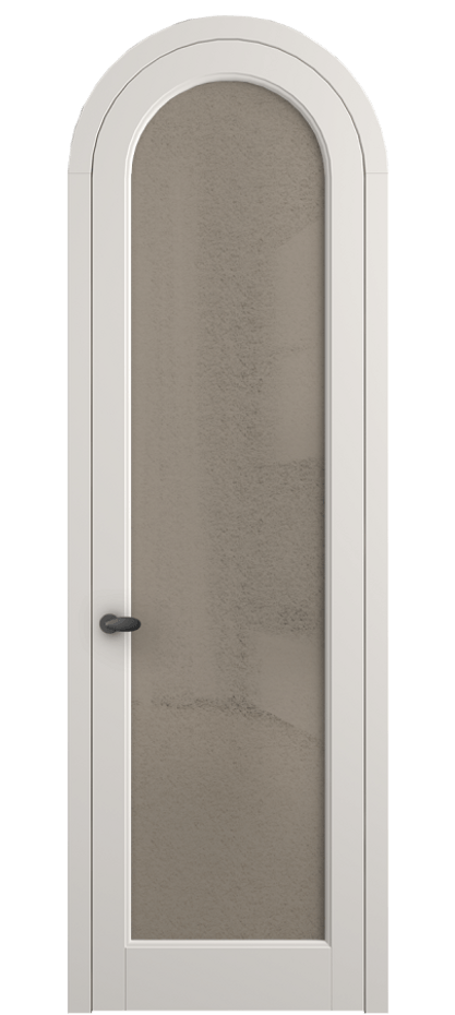 Межкомнатная дверь Палаццо 6814 Матовый пудровый белый Фактурное бронзовое стекло "Лёд", триплекс Цена 1031176 ₸ | Volhovec