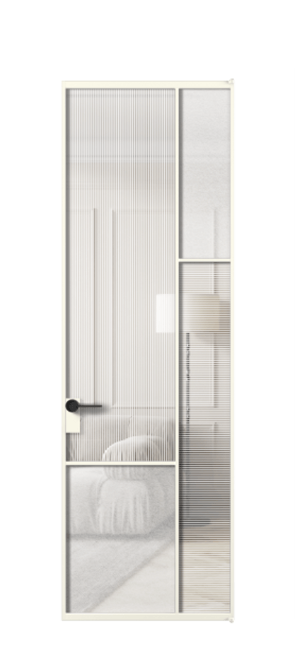 Межкомнатная дверь Mosaic АЛПЛ041.12 Алюминий жемчужный Рифлёное стекло "Дюна", триплекс, 6 мм + Фактурное стекло "Лёд", триплекс Цена 1084950 ₸ | Volhovec