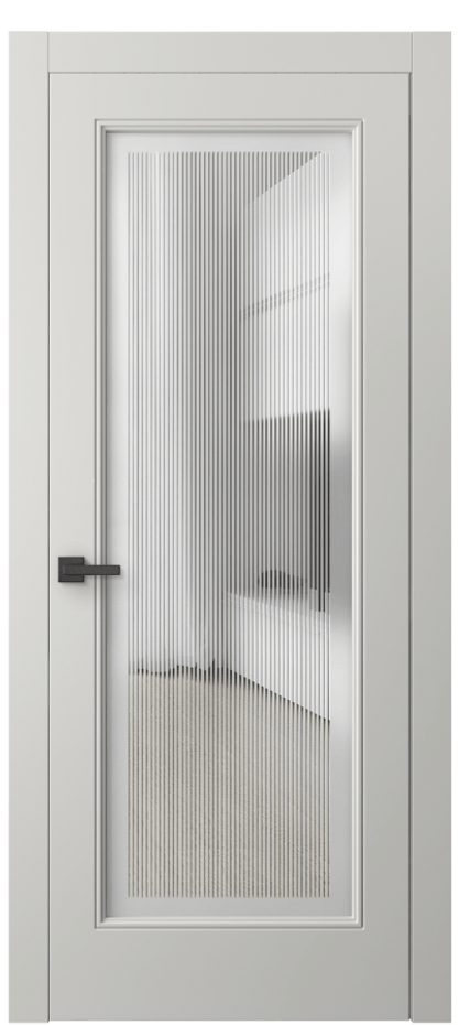Межкомнатная дверь Линия 8300 Матовый серый Сатинированное с гравировкой "Каннелюры", триплекс Цена 506323 ₸ | Volhovec