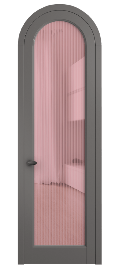 Межкомнатная дверь Palazzo 6814 Матовый классический серый Рифлёное розовое стекло "Moru", триплекс Цена 830900 ₸ | Volhovec