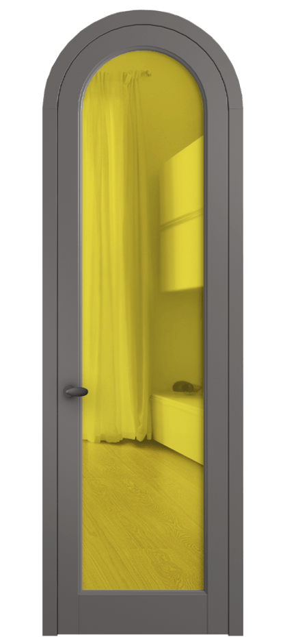 Межкомнатная дверь Palazzo 6814 Матовый классический серый Прозрачное жёлтое стекло, триплекс Цена 781000 ₸ | Volhovec