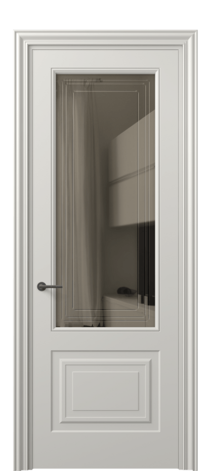 Межкомнатная дверь Mascot 8452 Матовый тёплый серый Прозрачное бронзовое стекло с гравировкой "Грани", триплекс, 7 мм Цена 387370 ₸ | Volhovec