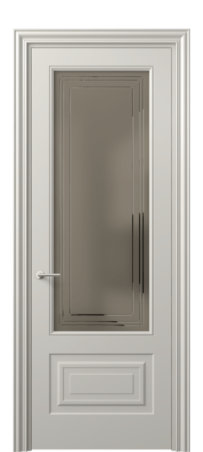 Межкомнатная дверь Mascot 8442 Матовый облачно-серый Сатинированное бронзовое стекло с гравировкой "Грани", триплекс Цена 411830 ₸ | Volhovec
