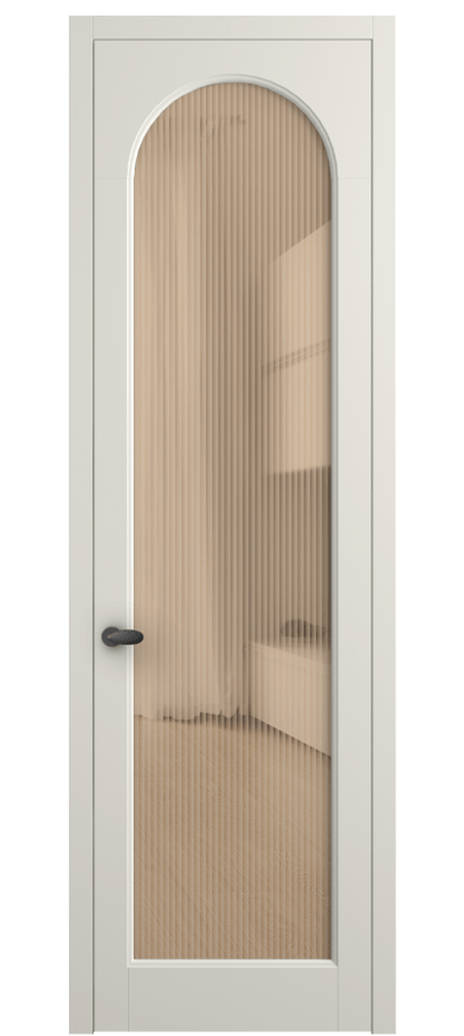 Межкомнатная дверь Palazzo 6804 Матовый жемчужный Рифлёное оранжевое стекло "Moru", триплекс Цена 655400 ₸ | Volhovec