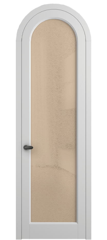 Межкомнатная дверь Palazzo 6814 Матовый белоснежный Фактурное оранжевое стекло "Лёд", триплекс Цена 818400 ₸ | Volhovec