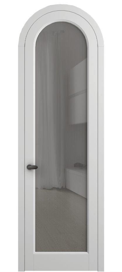 Межкомнатная дверь Palazzo 6814 Матовый белоснежный Рифлёное серое стекло "Дюна", триплекс Цена 818400 ₸ | Volhovec