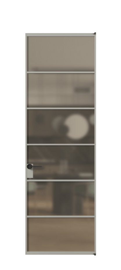 Алюминиевая дверь АЛПЛ040.04 Алюминий нейтральный серый Сатинированное бронзовое стекло, триплекс Цена 802030  | Volhovec