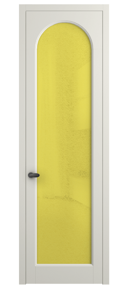 Межкомнатная дверь Palazzo 6804 Матовый жемчужный Фактурное жёлтое стекло "Лёд", триплекс Цена 642900 ₸ | Volhovec
