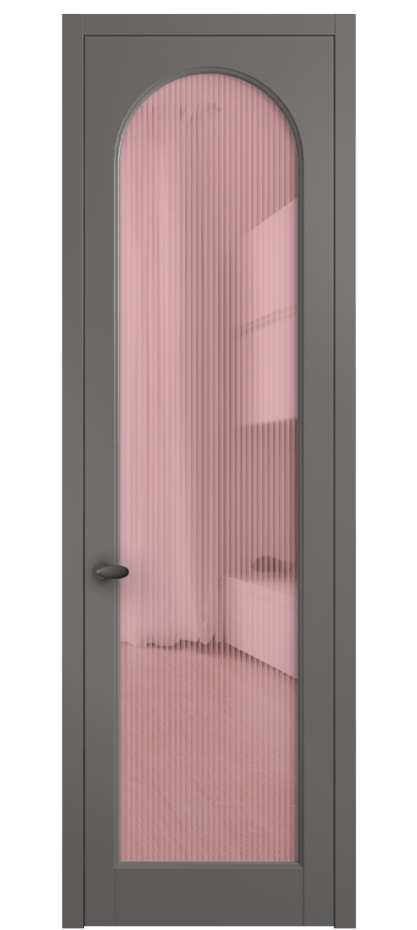 Межкомнатная дверь Palazzo 6804 Матовый классический серый Рифлёное розовое стекло "Moru", триплекс Цена 655400 ₸ | Volhovec