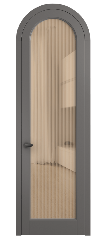 Межкомнатная дверь Palazzo 6814 Матовый классический серый Рифлёное оранжевое стекло "Moru", триплекс Цена 830900 ₸ | Volhovec