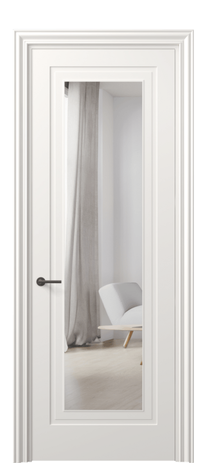 Межкомнатная дверь Mascot 8403 Матовый пудровый белый Двустороннее зеркало, триплекс Цена 484840 ₸ | Volhovec