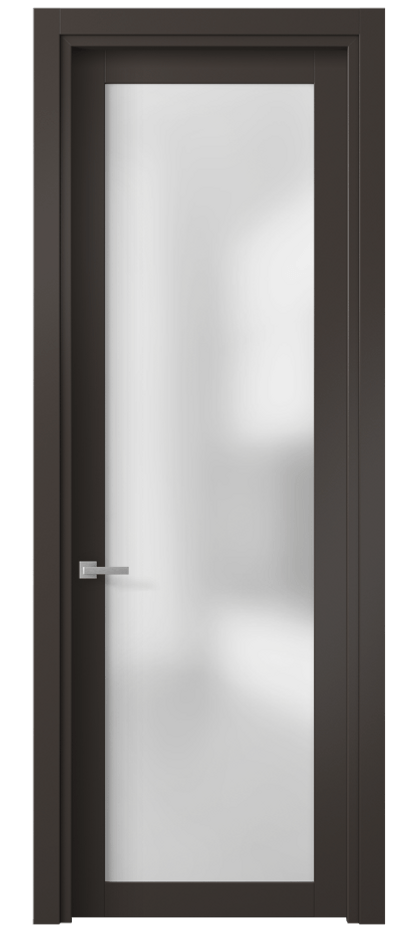 Межкомнатная дверь Планум 2102 Матовый антрацит Сатинированное стекло Цена 382528 ₸ | Volhovec