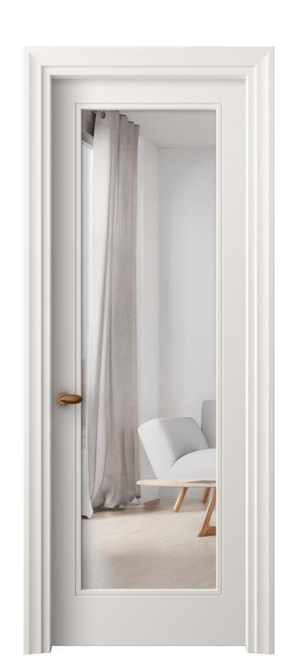 Межкомнатная дверь Esse 8502 Матовый пудровый белый Двустороннее зеркало, триплекс, 7 мм Цена 339950 ₸ | Volhovec