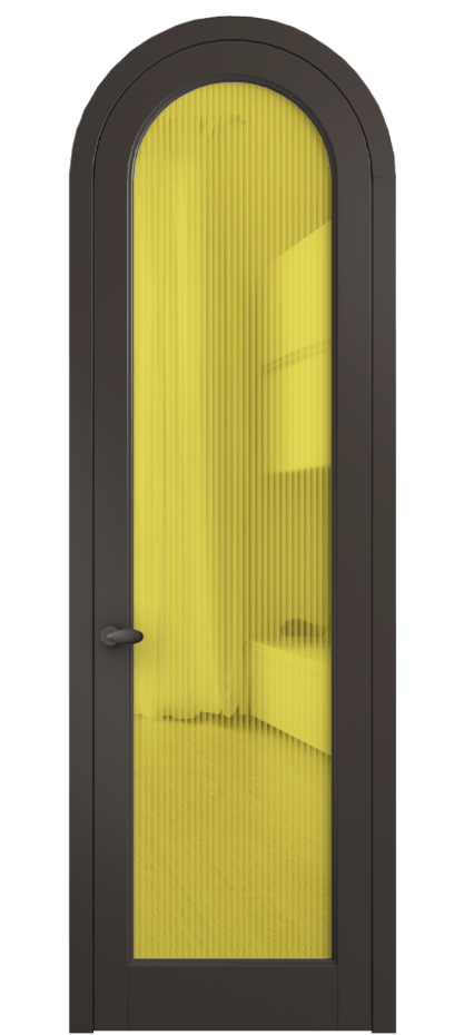 Межкомнатная дверь Palazzo 6814 Матовый антрацит Рифлёное жёлтое стекло "Moru", триплекс Цена 830900 ₸ | Volhovec