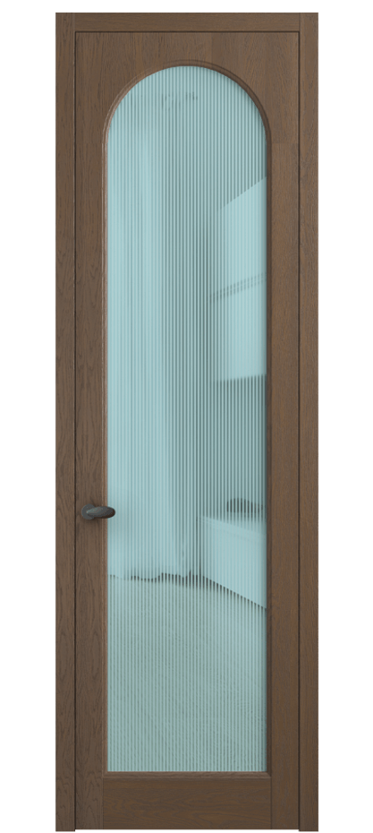 Межкомнатная дверь Палаццо 6804 Дуб туманный матовый Рифлёное голубое стекло "Дюна", триплекс Цена 1165971 ₸ | Volhovec