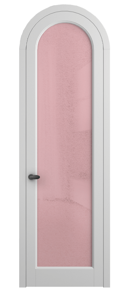 Межкомнатная дверь Palazzo 6814 Матовый белоснежный Фактурное розовое стекло "Лёд", триплекс Цена 818400 ₸ | Volhovec