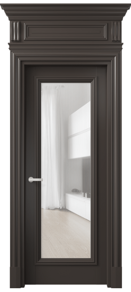Дверь межкомнатная Antique 7300 Бук антрацит Рифлёное стекло "Дюна", триплекс, 8 мм КЭП + Объёмный фриз + Карниз БАН Цена 794870 ₸ Наличники уже входят в базовый комплект. Фабрика дверей Волховец 8 (800) 551 43 19 Межкомнатная дверь Antique 7300 Бук антрацит Рифлёное стекло "Дюна", триплекс, 8 мм Цена 794870 ₸ | Volhovec