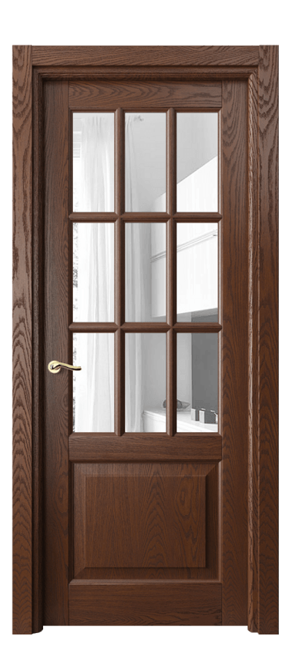 Межкомнатная дверь Лигнум 0748 Дуб коньячный брашированный Прозрачное стекло Цена 1300312 ₸ | Volhovec