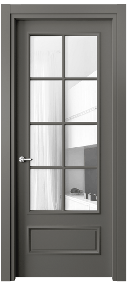 Межкомнатная дверь Paris 8112 Матовый классический серый Прозрачное стекло, 4 мм Цена 361410 ₸| Volhovec