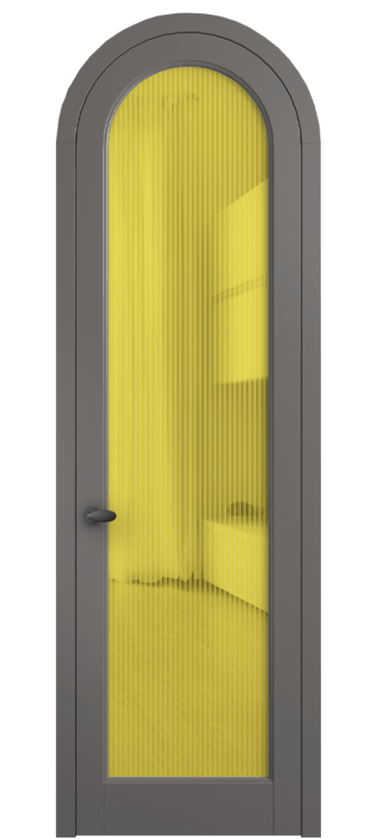 Межкомнатная дверь Palazzo 6814 Матовый классический серый Рифлёное жёлтое стекло "Moru", триплекс Цена 830900 ₸ | Volhovec