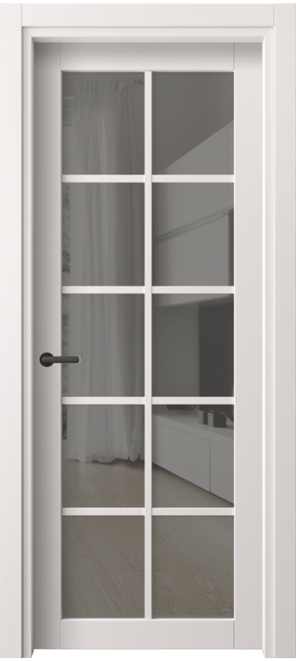 Межкомнатная дверь Нео 2106 ПЭТ кремово-серый Прозрачное серое стекло, триплекс Цена 86940 ₸ | Volhovec