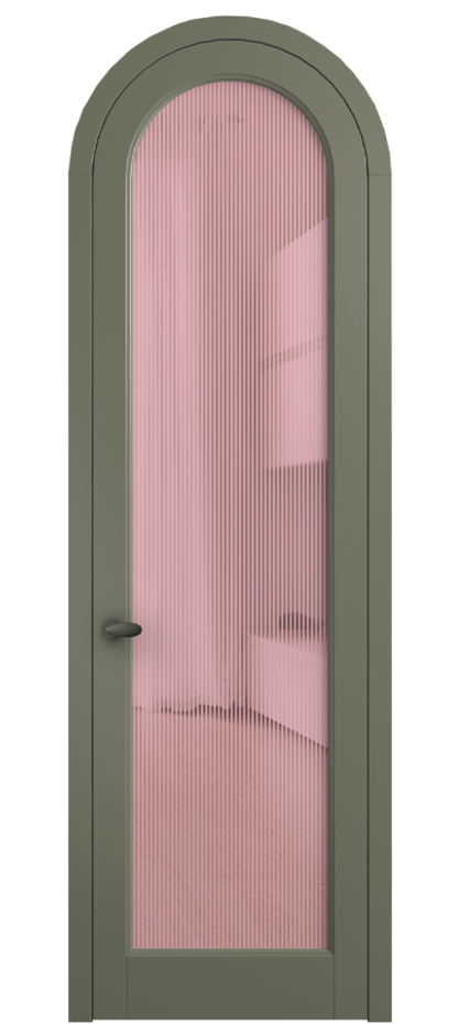 Межкомнатная дверь Палаццо 6814 Матовый оливковый тёмный Рифлёное розовое стекло "Дюна", триплекс Цена 991562 ₸ | Volhovec