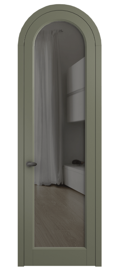 Межкомнатная дверь Палаццо 6814 Матовый оливковый тёмный Прозрачное серое стекло, триплекс Цена 946202 ₸ | Volhovec