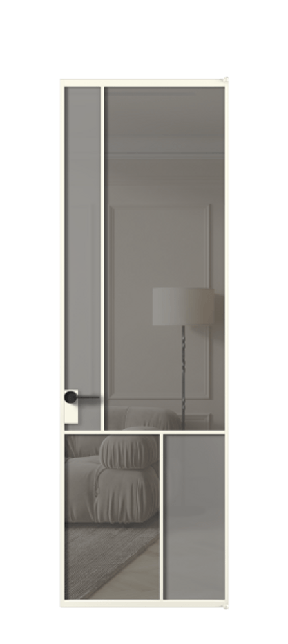 Межкомнатная дверь Mosaic АЛПЛ041.20 Алюминий жемчужный Сатинированное серое стекло, триплекс, 6 мм + Прозрачное серое стекло, триплекс, 6 мм Цена 797300 ₸ | Volhovec