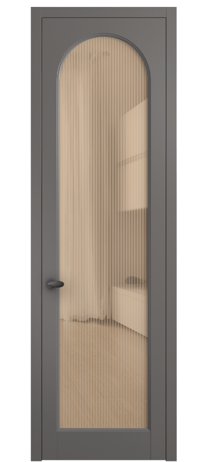 Межкомнатная дверь Palazzo 6804 Матовый классический серый Рифлёное оранжевое стекло "Moru", триплекс Цена 655400 ₸ | Volhovec