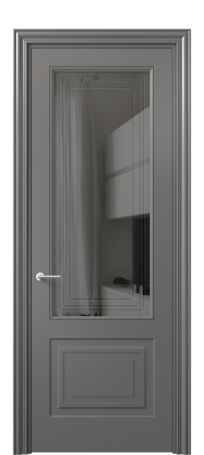 Межкомнатная дверь Mascot 8452 Матовый классический серый Прозрачное серое стекло с гравировкой "Грани", триплекс Цена 436540 ₸ | Volhovec